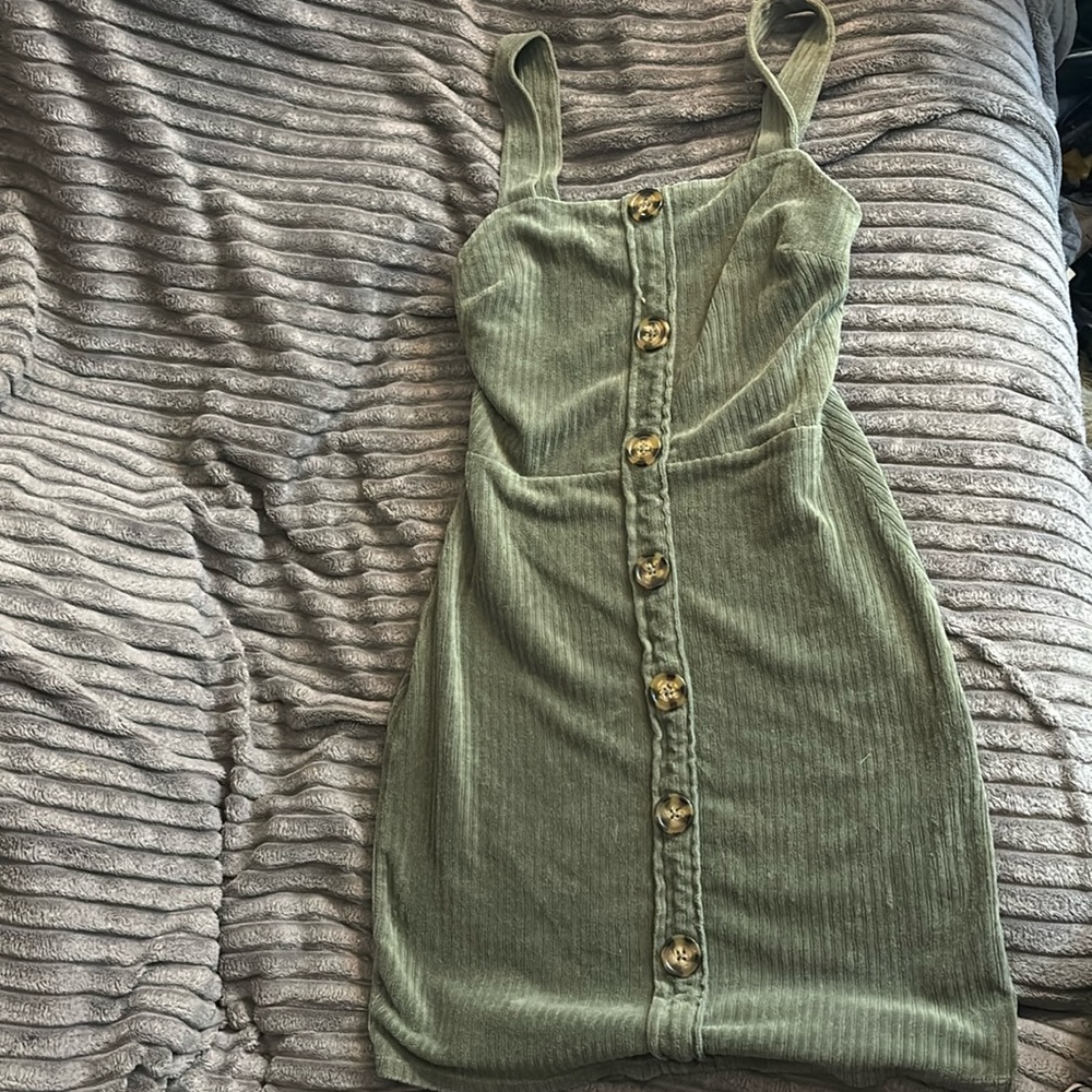 velvet olive green mini dress